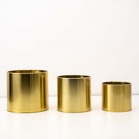Set x3 Maceta Metálica Dorada